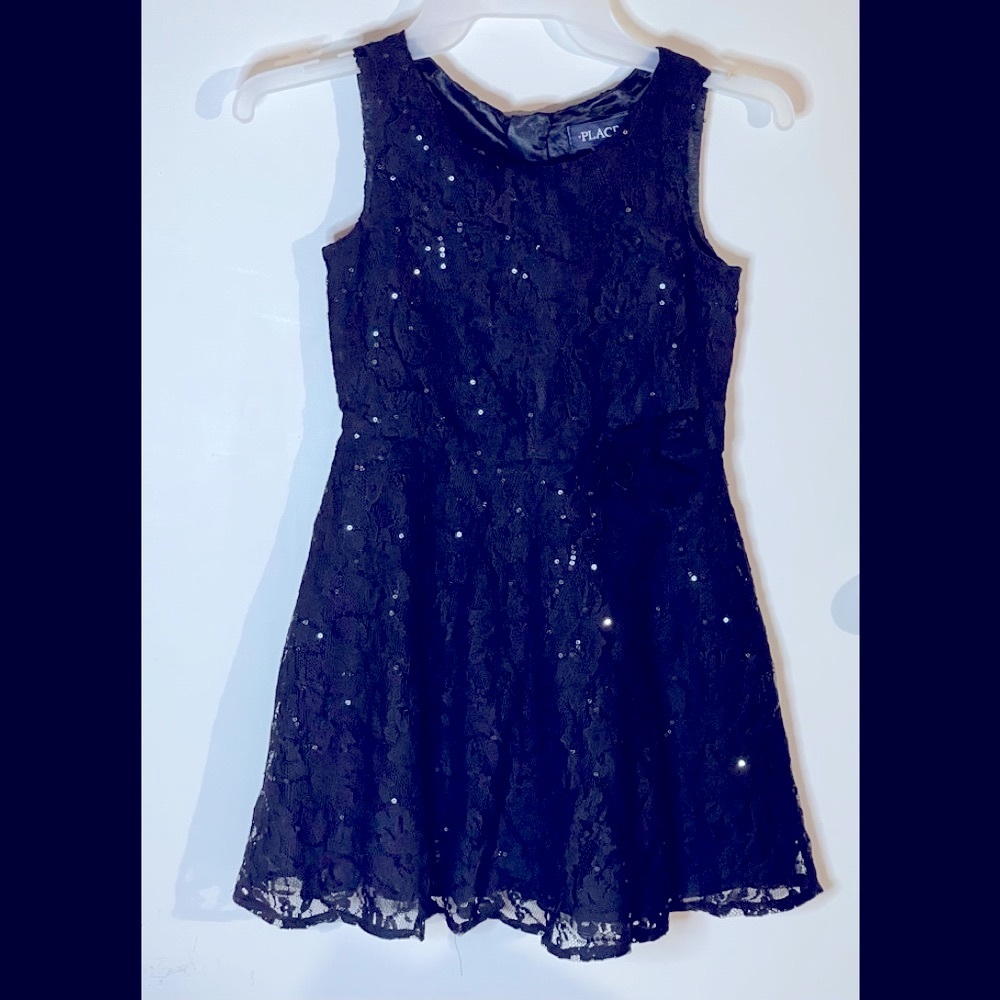 Girls Children’s Place Black Lace Sequin Dress